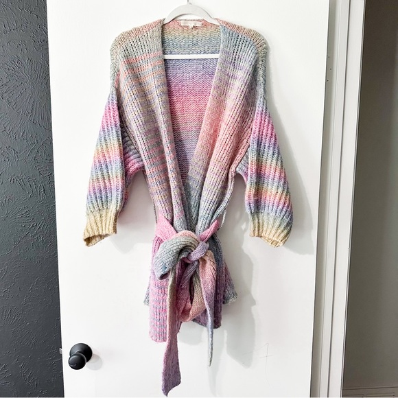LoveShackFancy Brady Rainbow Wool Knit Belted
Shawl Cardigan Size XS/S - Picture 7 of 14
